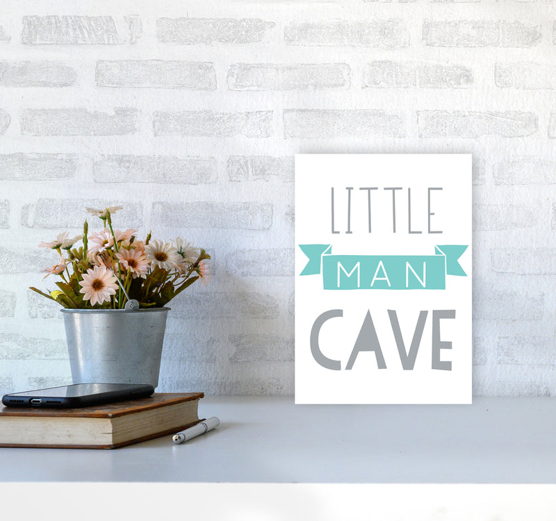 Little Man Cave Mint Banner Framed Nursey Wall Art Print A4 Black Frame