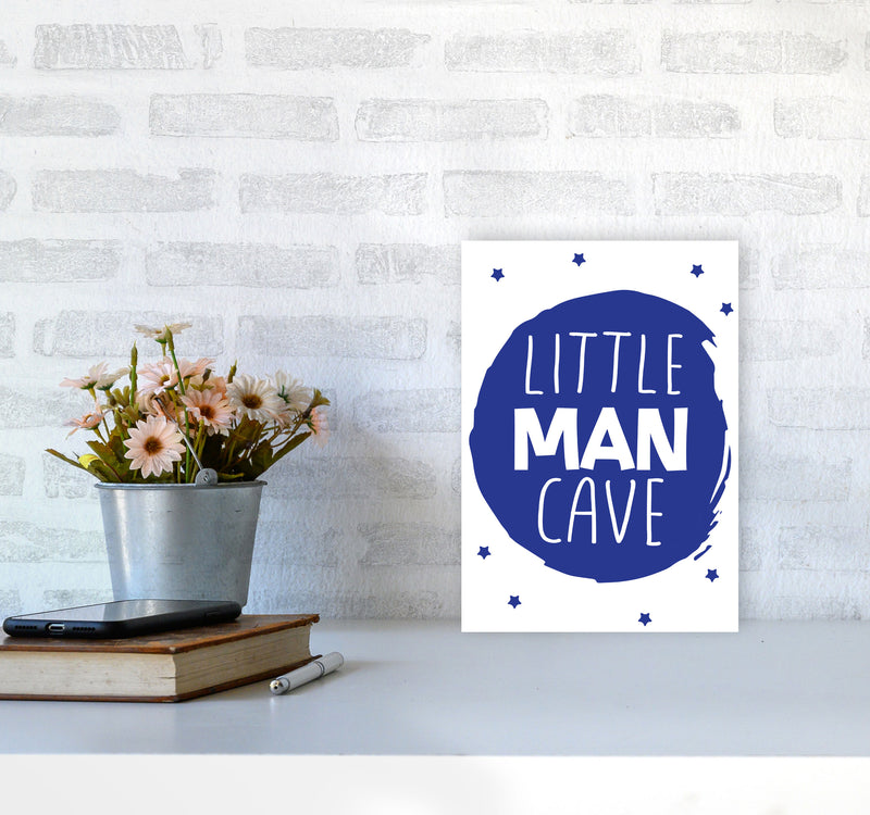 Little Man Cave Navy Circle Framed Nursey Wall Art Print A4 Black Frame