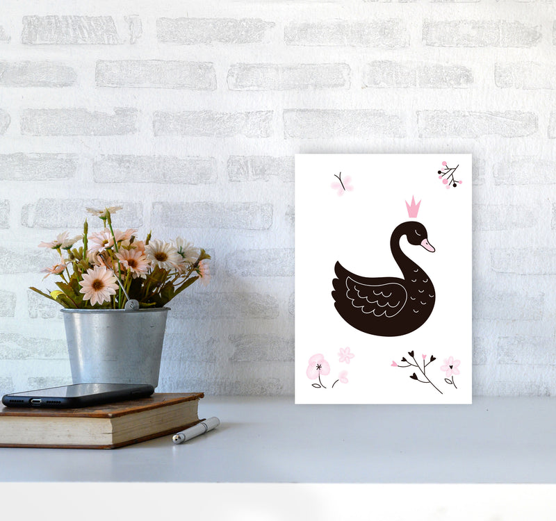 Black Swan Modern Print Animal Art Print A4 Black Frame