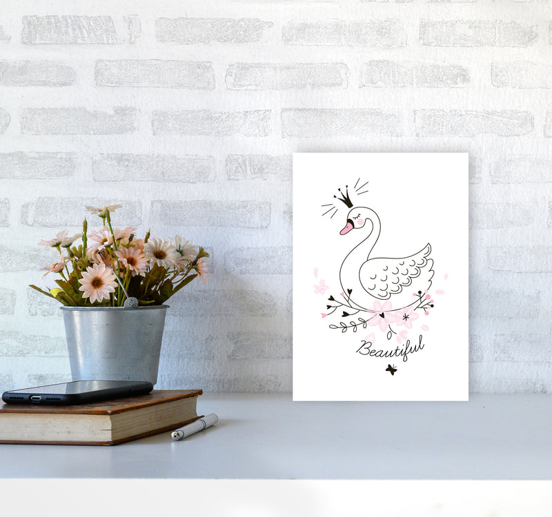 Beautiful Swan Modern Print Animal Art Print A4 Black Frame