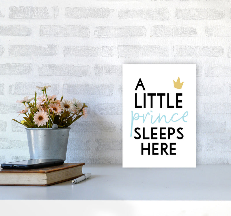 A Little Prince Sleeps Here Framed Nursey Wall Art Print A4 Black Frame