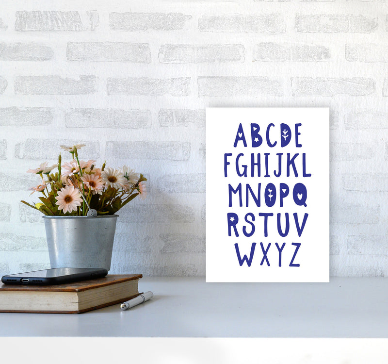 Navy Alphabet Framed Typography Wall Art Print A4 Black Frame