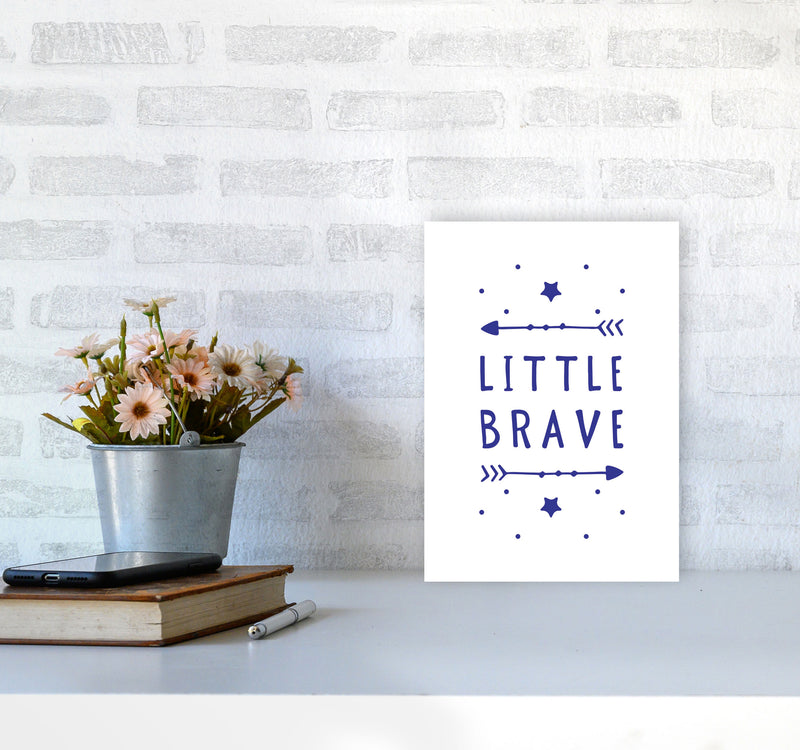 Little Brave Navy Framed Typography Wall Art Print A4 Black Frame