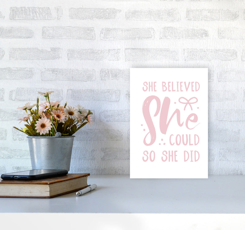 She Believed She Could So She Did Baby Pink Modern Print A4 Black Frame