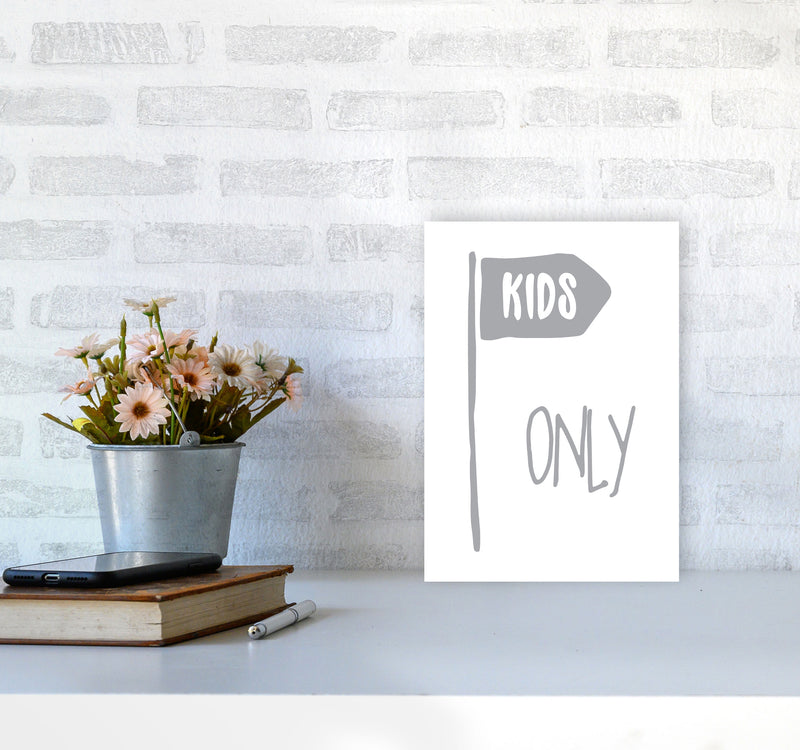 Kids Only Grey Framed Nursey Wall Art Print A4 Black Frame