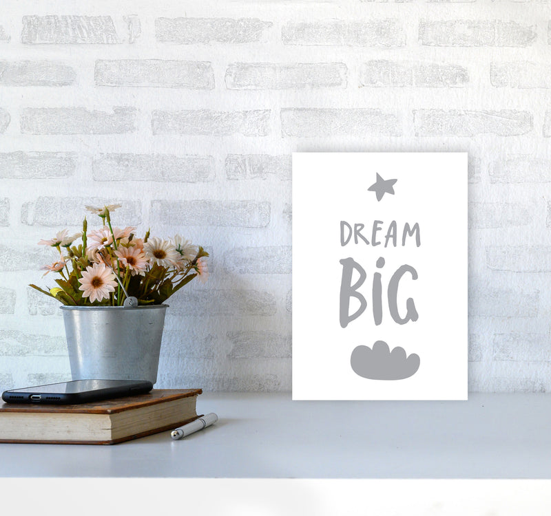Dream Big Grey Framed Typography Wall Art Print A4 Black Frame