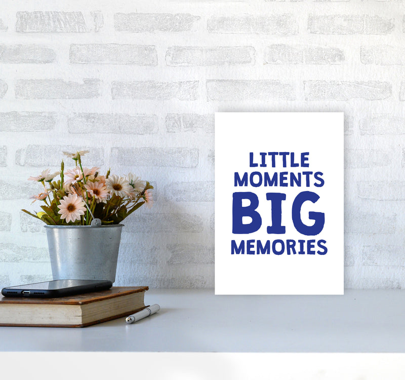 Little Moments Big Memories Navy Framed Nursey Wall Art Print A4 Black Frame