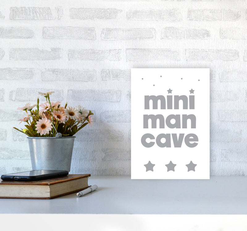 Mini Man Cave Grey Framed Nursey Wall Art Print A4 Black Frame