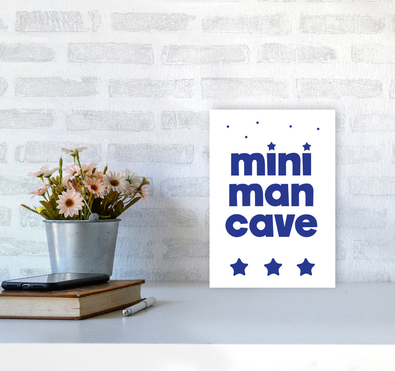 Mini Man Cave Navy Framed Nursey Wall Art Print A4 Black Frame