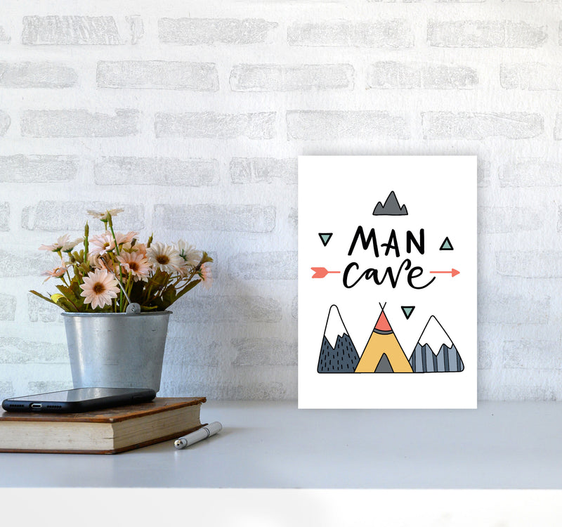 Man Cave Mountains Framed Typography Wall Art Print A4 Black Frame