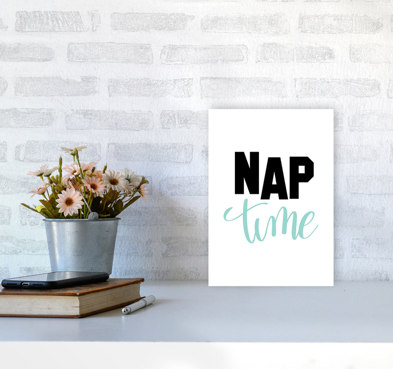 Nap Time Black And Mint Framed Typography Wall Art Print A4 Black Frame
