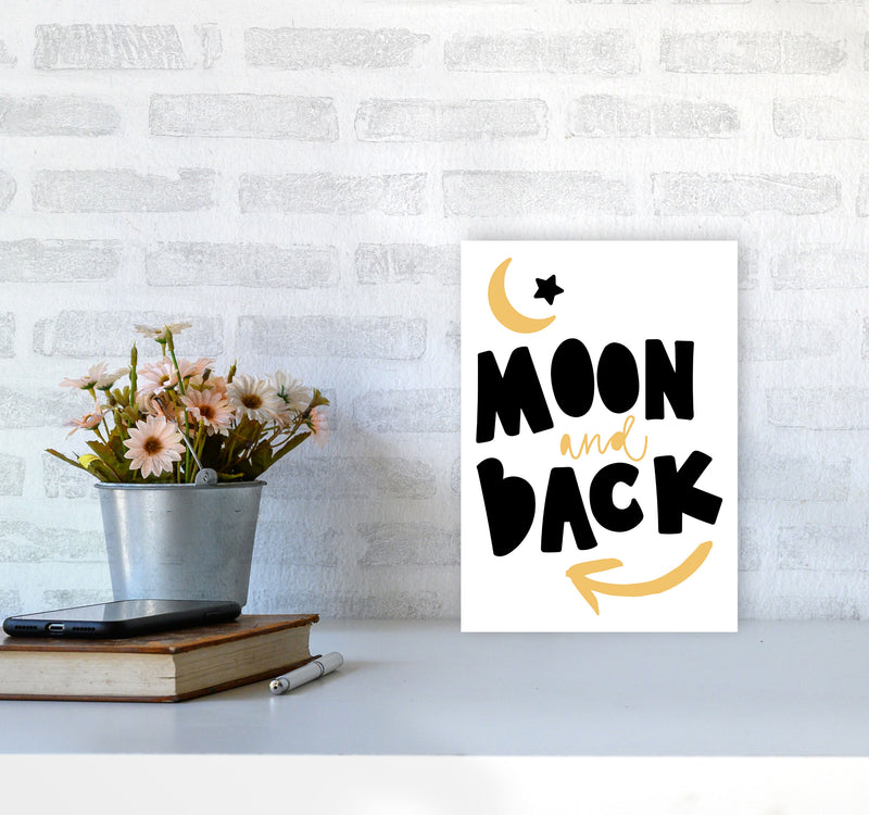 Moon And Back Mustard And Black Framed Typography Wall Art Print A4 Black Frame