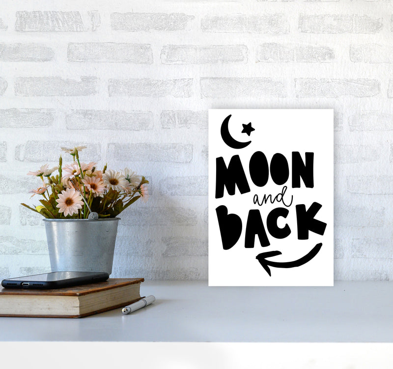 Moon And Back Black Framed Typography Wall Art Print A4 Black Frame