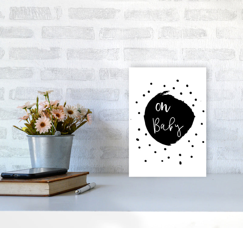 Oh Baby Black Framed Typography Wall Art Print A4 Black Frame