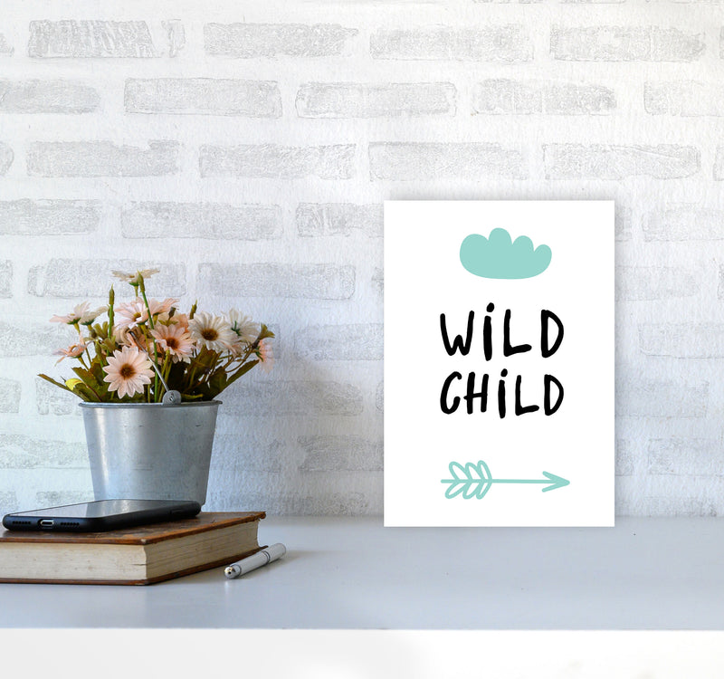 Wild Child Mint And Black Framed Nursey Wall Art Print A4 Black Frame