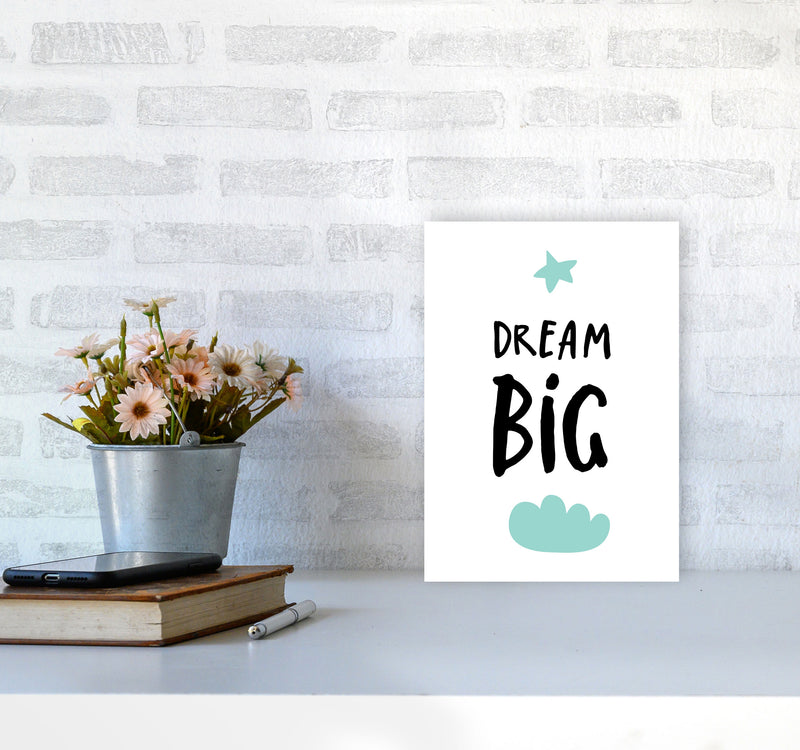 Dream Big Mint Cloud Framed Typography Wall Art Print A4 Black Frame
