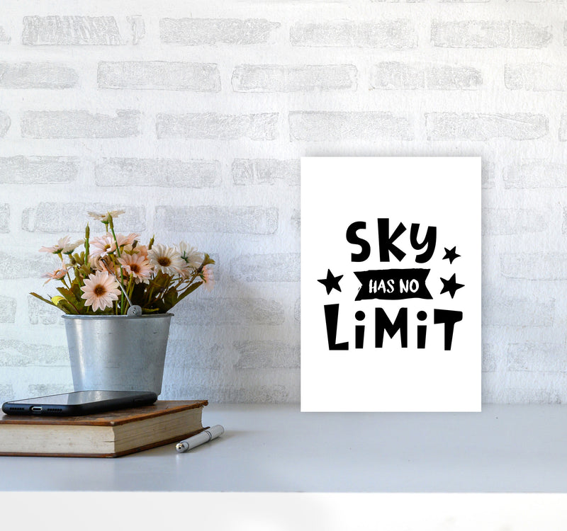 Sky Has No Limit Framed Nursey Wall Art Print A4 Black Frame