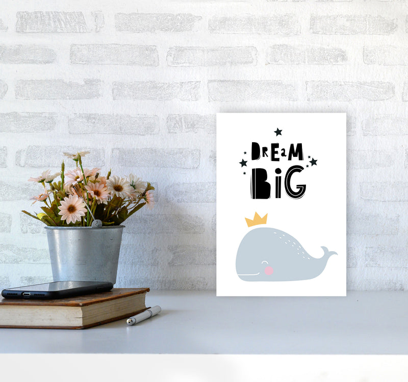Dream Big Whale Framed Nursey Wall Art Print A4 Black Frame