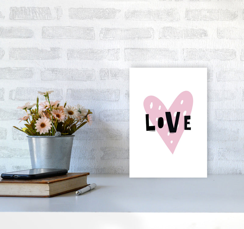 Love Heart Scandi Framed Typography Wall Art Print A4 Black Frame