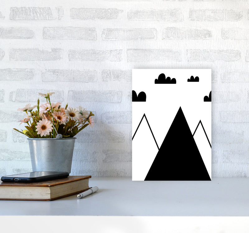 Scandi Mountains Modern Print A4 Black Frame