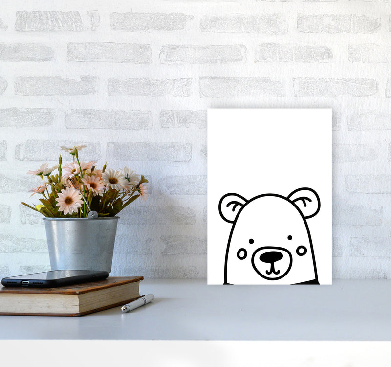 Black And White Bear Modern Print Animal Art Print A4 Black Frame