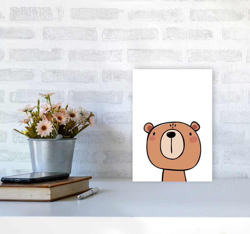 Brown Bear Modern Print Animal Art Print A4 Black Frame