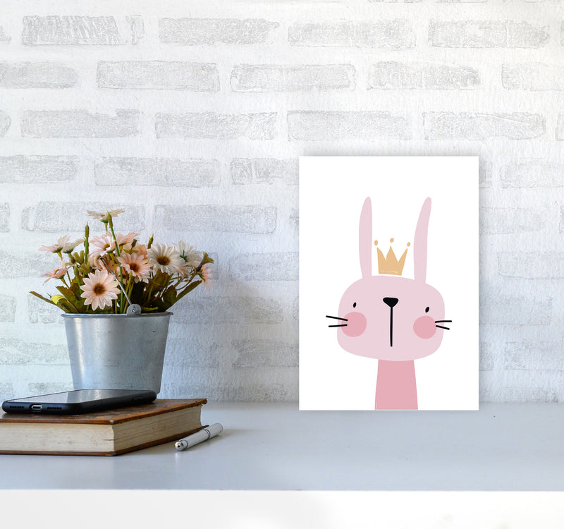 Pink Bunny Modern Print Animal Art Print A4 Black Frame