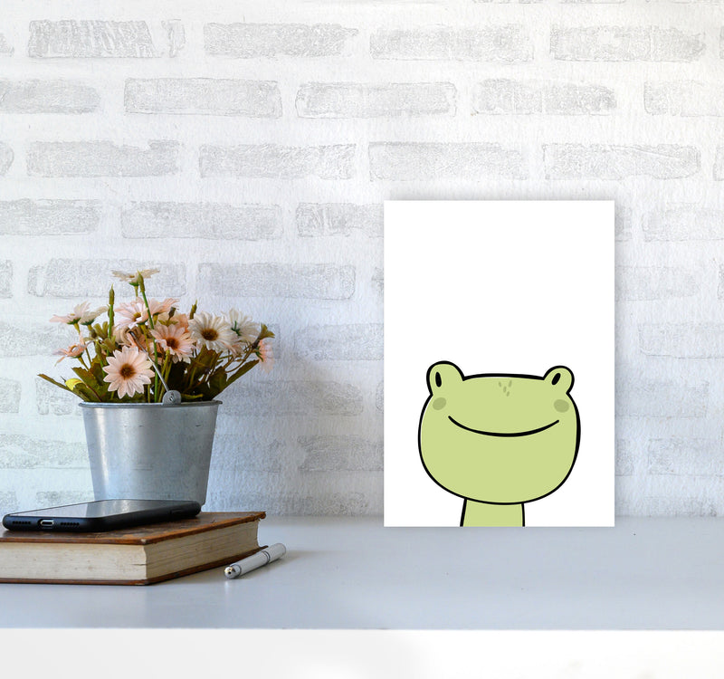Scandi Frog Framed Nursey Wall Art Print A4 Black Frame