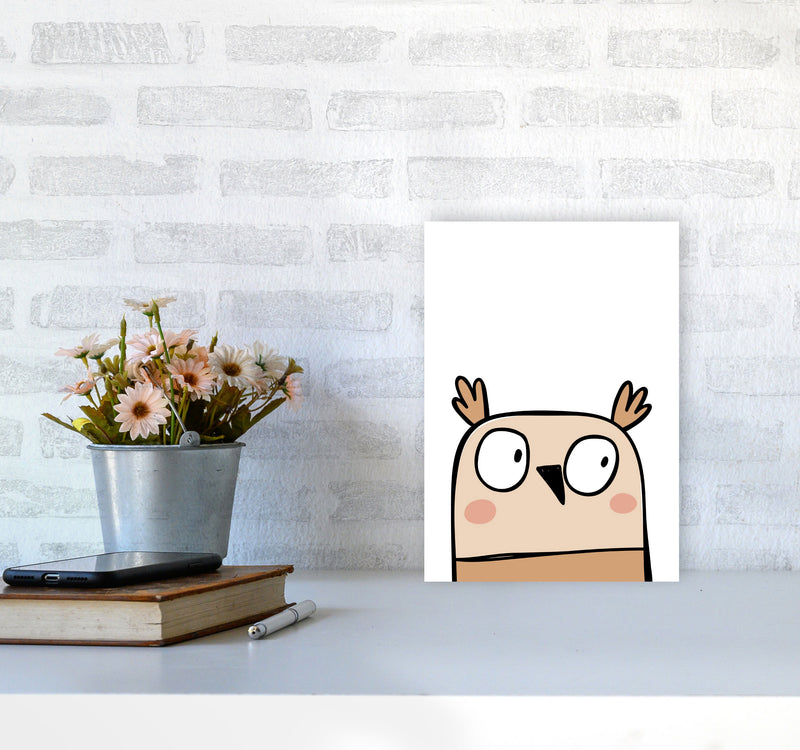 Scandi Owl Framed Nursey Wall Art Print A4 Black Frame