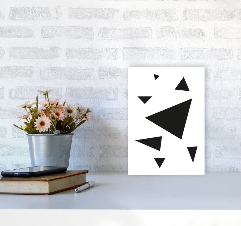 Black Abstract Triangles Modern Print A4 Black Frame