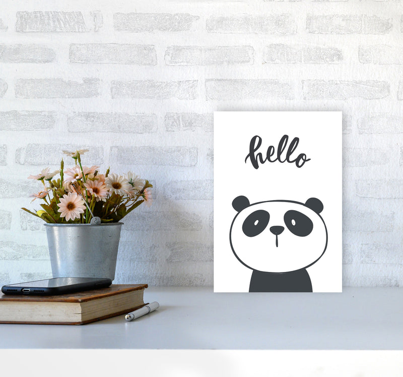 Hello Panda Modern Print Animal Art Print A4 Black Frame