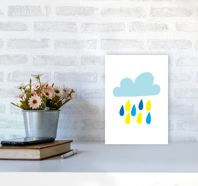 Blue Rain Cloud Modern Print A4 Black Frame