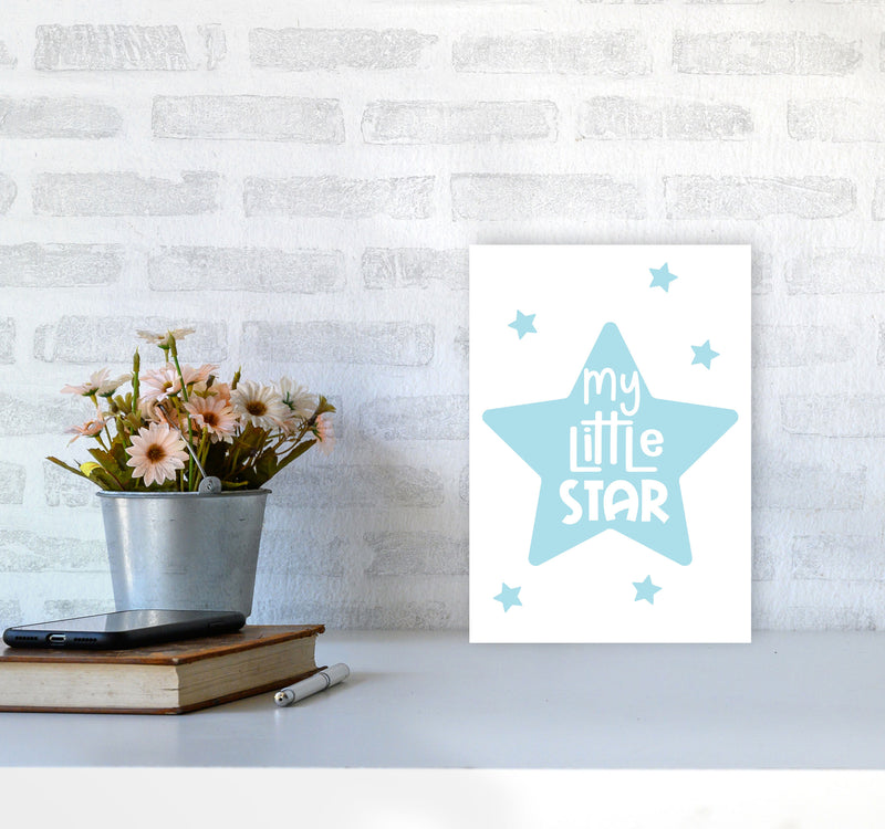 My Little Star Blue Framed Nursey Wall Art Print A4 Black Frame