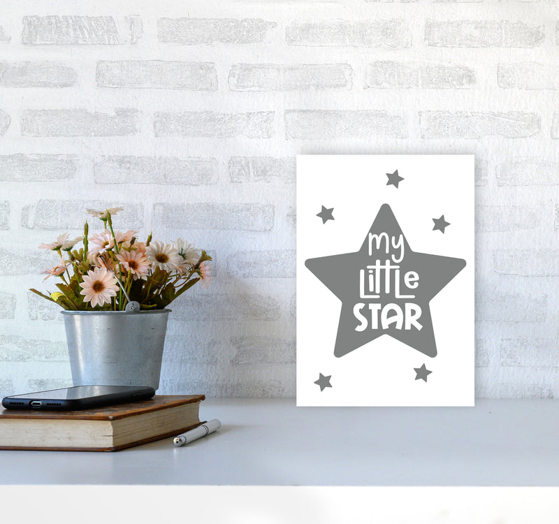 My Little Star Grey Framed Nursey Wall Art Print A4 Black Frame