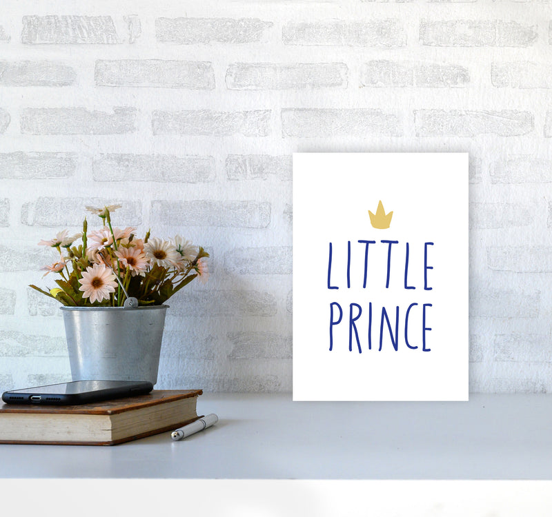 Little Prince Navy And Gold Framed Nursey Wall Art Print A4 Black Frame
