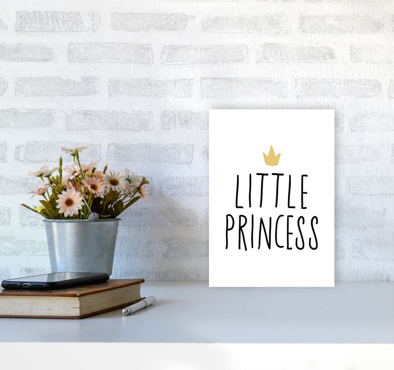 Little Princess Black And Gold Framed Nursey Wall Art Print A4 Black Frame