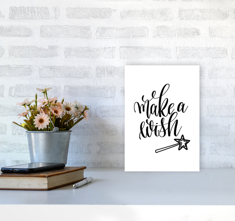 Make A Wish Black Framed Typography Wall Art Print A4 Black Frame