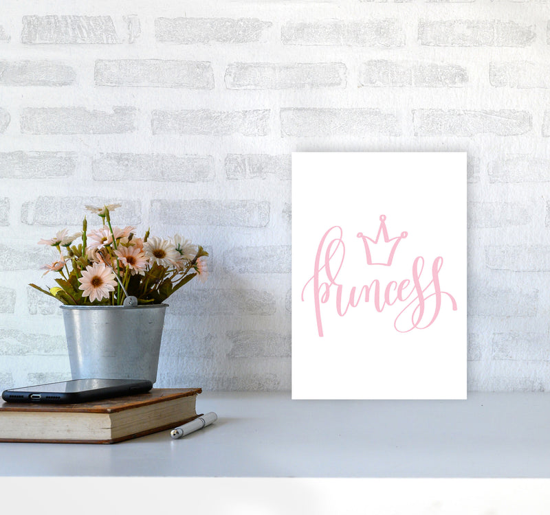 Princess Pink Framed Nursey Wall Art Print A4 Black Frame