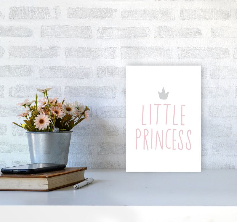 Little Princess Pink And Grey Framed Nursey Wall Art Print A4 Black Frame
