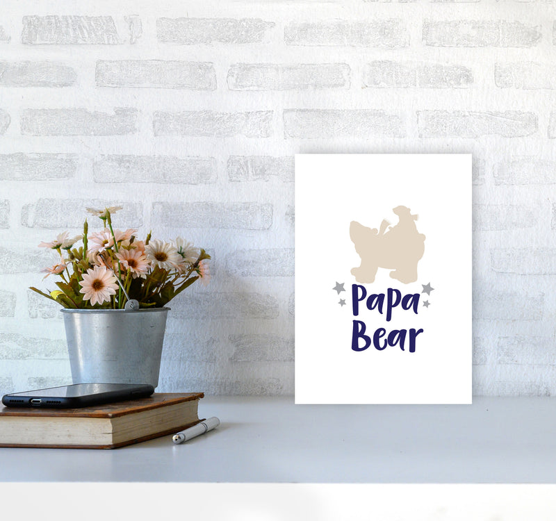 Papa Bear Framed Nursey Wall Art Print A4 Black Frame