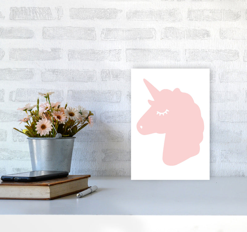 Pink Unicorn Head Modern Print Animal Art Print A4 Black Frame
