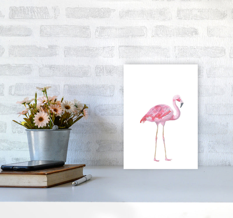 Pink Flamingo Modern Print Animal Art Print A4 Black Frame