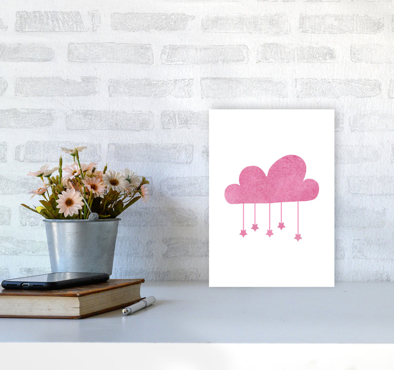 Pink Cloud Watercolour Modern Print A4 Black Frame