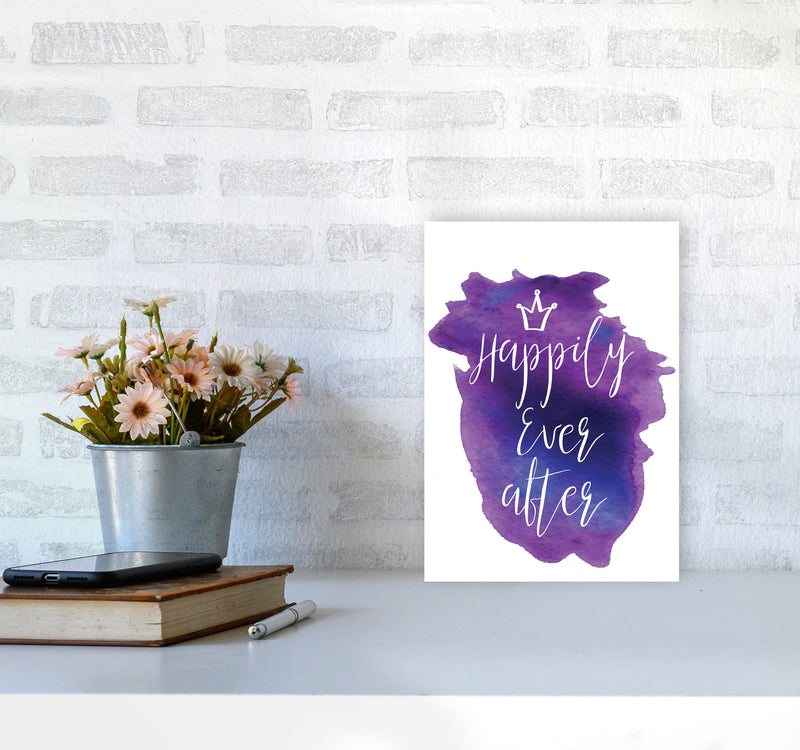 Happily Ever After Purple Watercolour Modern Print A4 Black Frame