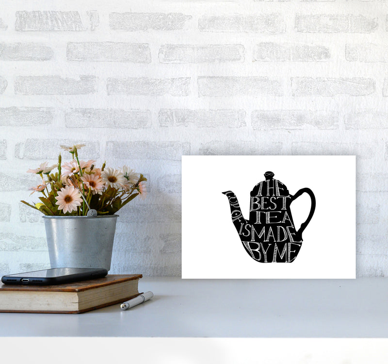 The Best Tea Modern Print, Framed Kitchen Wall Art A4 Black Frame