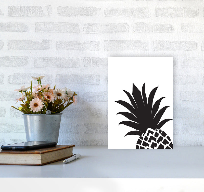 Black Pineapple 1 Modern Print, Framed Kitchen Wall Art A4 Black Frame