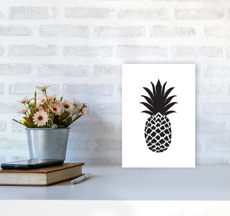 Black Pineapple 2 Modern Print, Framed Kitchen Wall Art A4 Black Frame