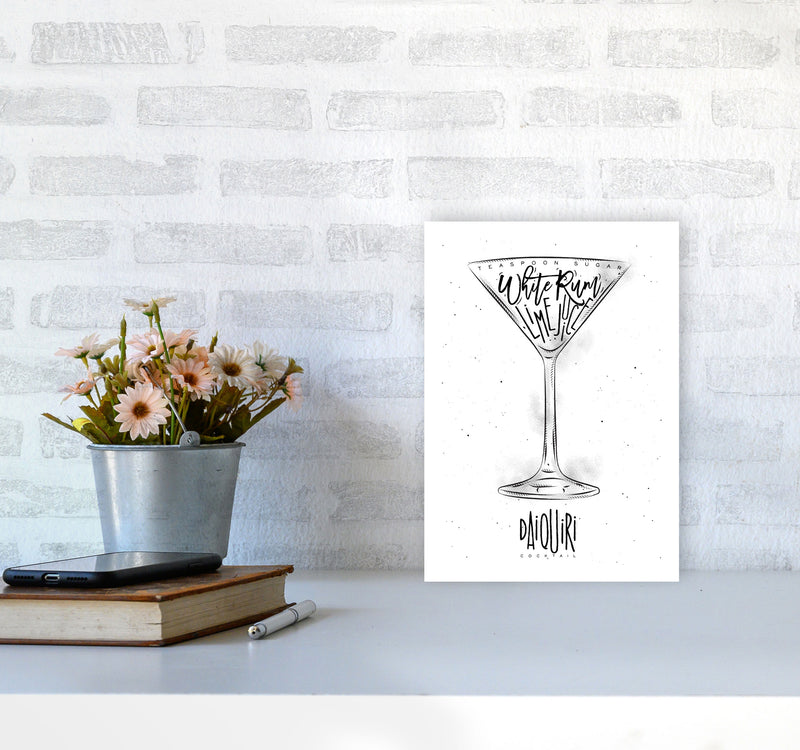 Daiquiri Cocktail Modern Print, Framed Kitchen Wall Art A4 Black Frame