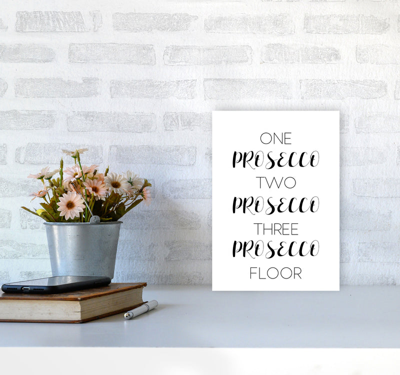 One Prosecco Two Prosecco Modern Print, Framed Kitchen Wall Art A4 Black Frame
