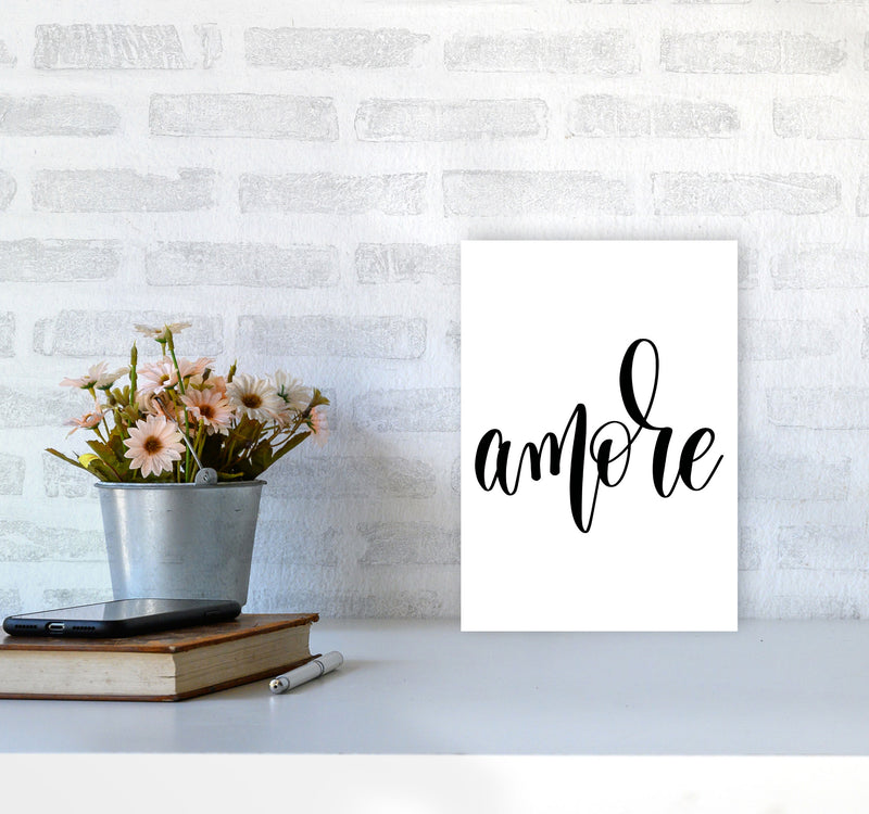 Amore Framed Typography Wall Art Print A4 Black Frame